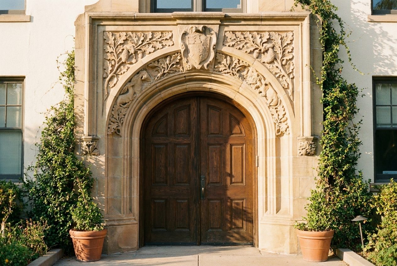 Stone facade of a county government building